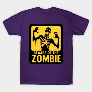 Beware of Zombie Sign Black and Yellow T-Shirt